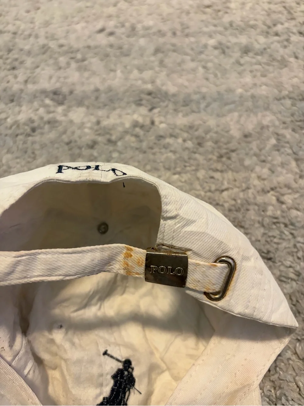 Polo Ralph Lauren Big Pony #3 Baseball Cap White Navy Blue Strapback Dad Hat